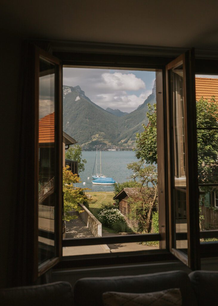 View from our Airbnb in Spiez, Switzerland.